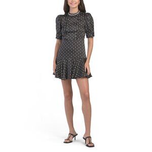 SANDRO Noir/Rouge Star Printed Mini Dress